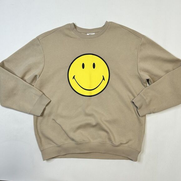 SMILEY X H & M Sweatshirt Mens Medium Stay Smiley Happy Face Streetwear Pullover - Picture 1 of 6